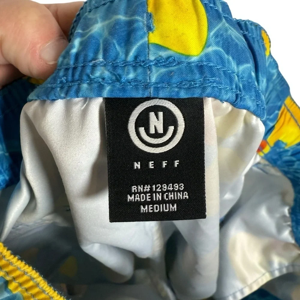 NWOT Neff Men’s Rubber Duckie Swim Trunks in Blue Multi Size M